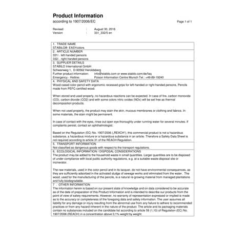 Matite colorate Stabilo EASYcolors per mancini assortiti astuccio da 12 - 331/12